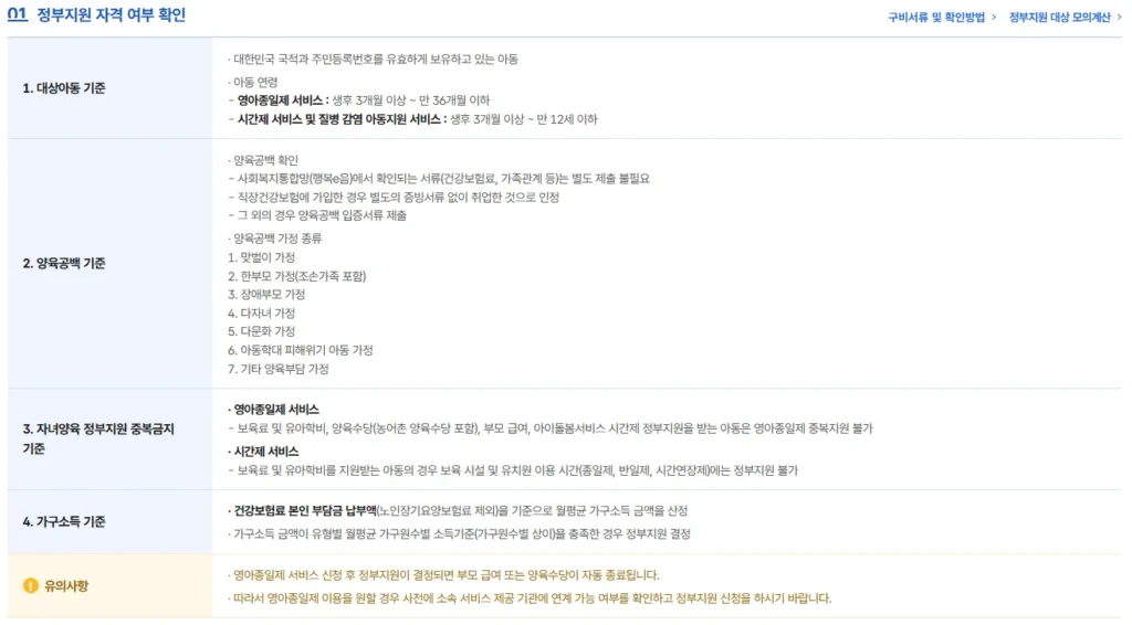아이돌봄서비스 신청방법부터 자격, 비용까지 총정리 (2025 최신판) 3 아이돌봄자격조건 1